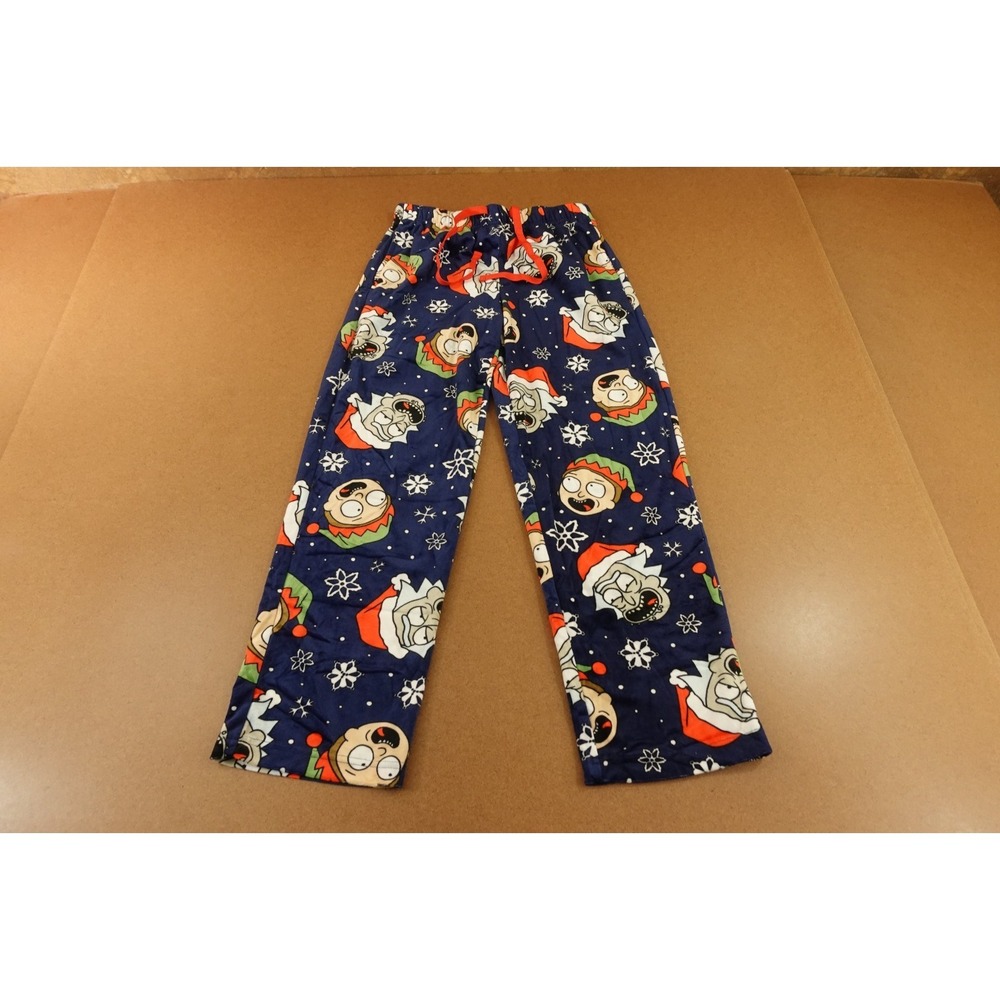 Rick & Morty Adult Swim Mens Size Small Holiday Print Fleece Pajama Pants New